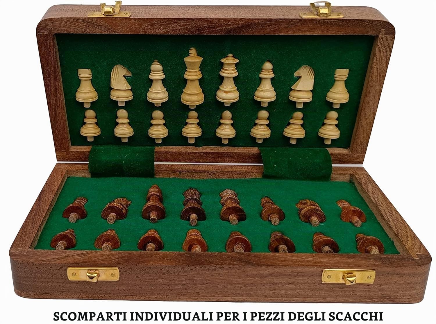 Scacchiera in palissandro, per non vedenti e ipovedenti, scacchiera da viaggio in legno pieghevole da 25,5 cm, con pezzi forati, gioco di scacchi accessibile al tatto per adulti con problemi di vista