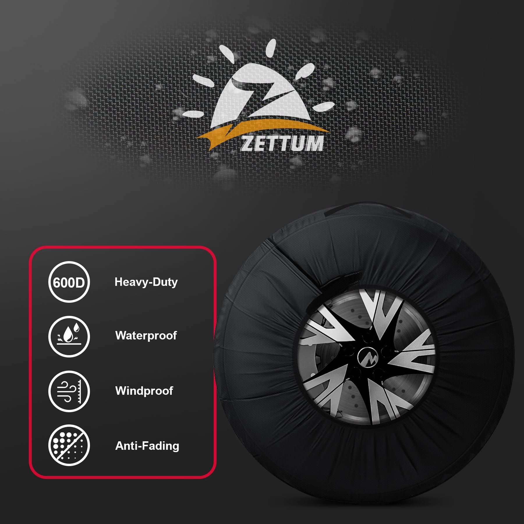 Zettum Zestaw 4 torba na opony 600D PU Oxford do przechowywania opon z uchwytem do przenoszenia wodoodporny i pyłoszczelny idealny do transportu i przechowywania pokrowiec ochronny na opony Ø55-78cm