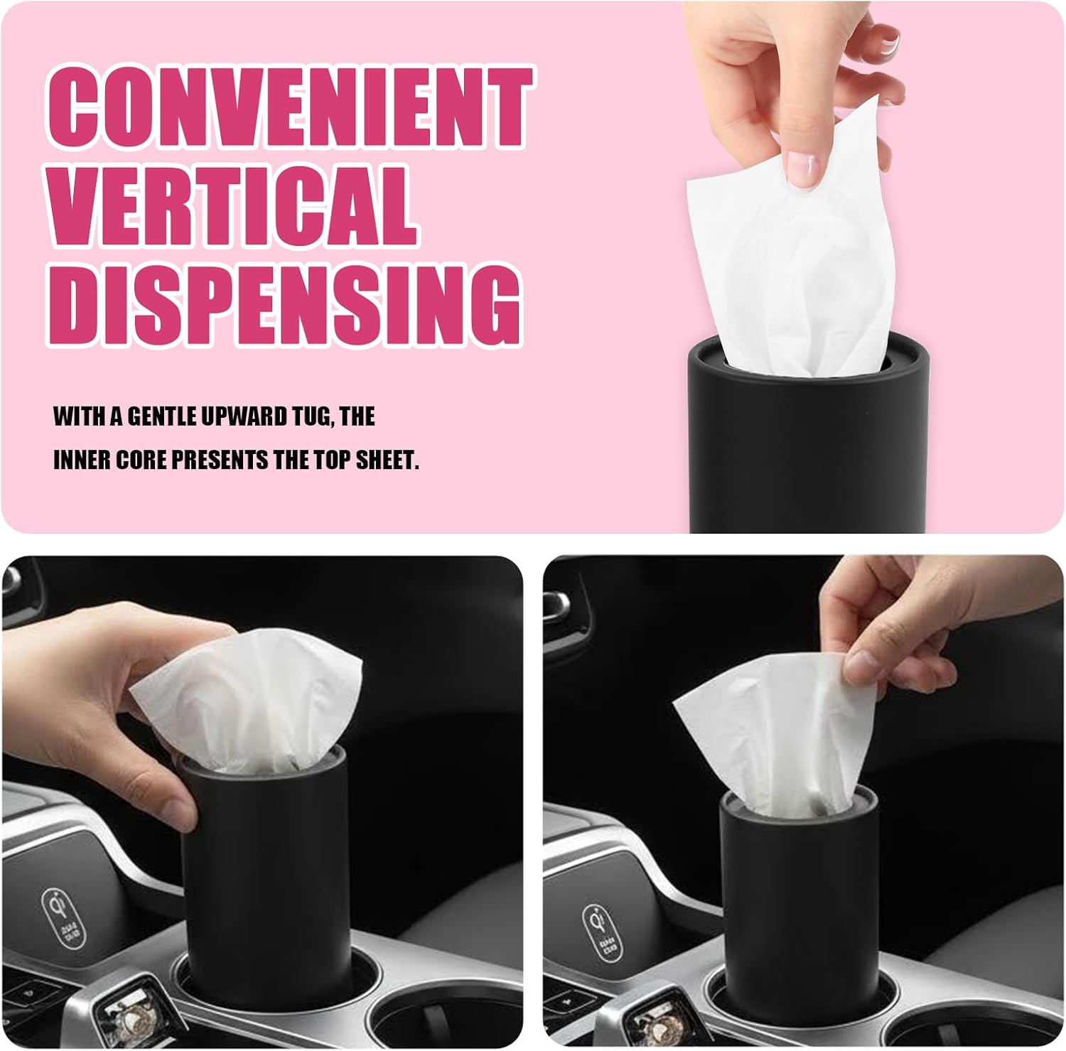 4PCS Car Tissues Cylinder,Pull Out Cup Holder Tissues for Car with 30 Sheets,Refillable Cars Tissue Holder for Cup Holders as Automotive Garbage Cans/Coin Bank/Pen Holders image 5