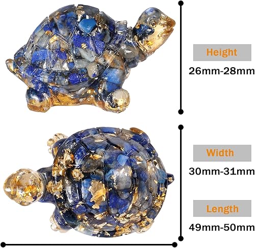 Miniatura 2 de mookaitedecor 2 piezas de estatua de tortuga de cristal de lapislázuli, figura de tortuga de resina, piedra de bolsillo para decoración del hogar