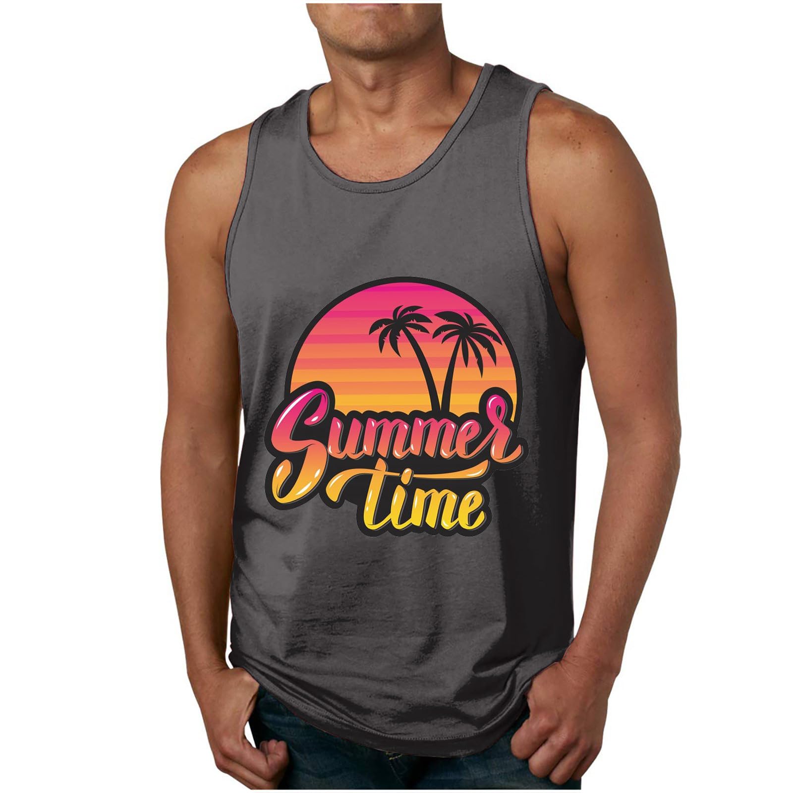 2er Pack Tank Top Herren Hawaii Hemd Gym Bodybuilding Shirts Herren Sommer Sport Ärmelloses T-Shirt Fitness Unterhemd Atmungsaktive Achselshirts Muskelshirts Trainingsshirt