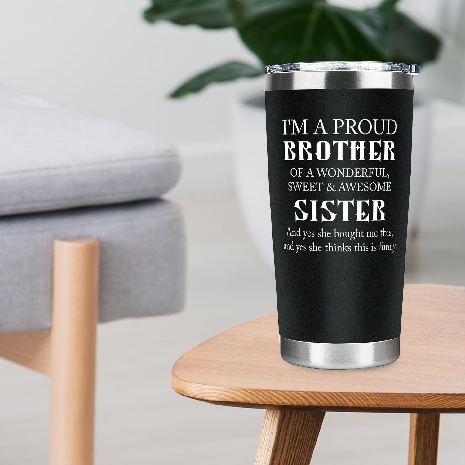 Funny Brother Tumbler from Sister, Christmas Father's Day Thanksgiving Gifts Drinking Cup for Brother from Sister, Vacuum Insulated Stainless Steel Travel Tumbler 20oz - Image 6