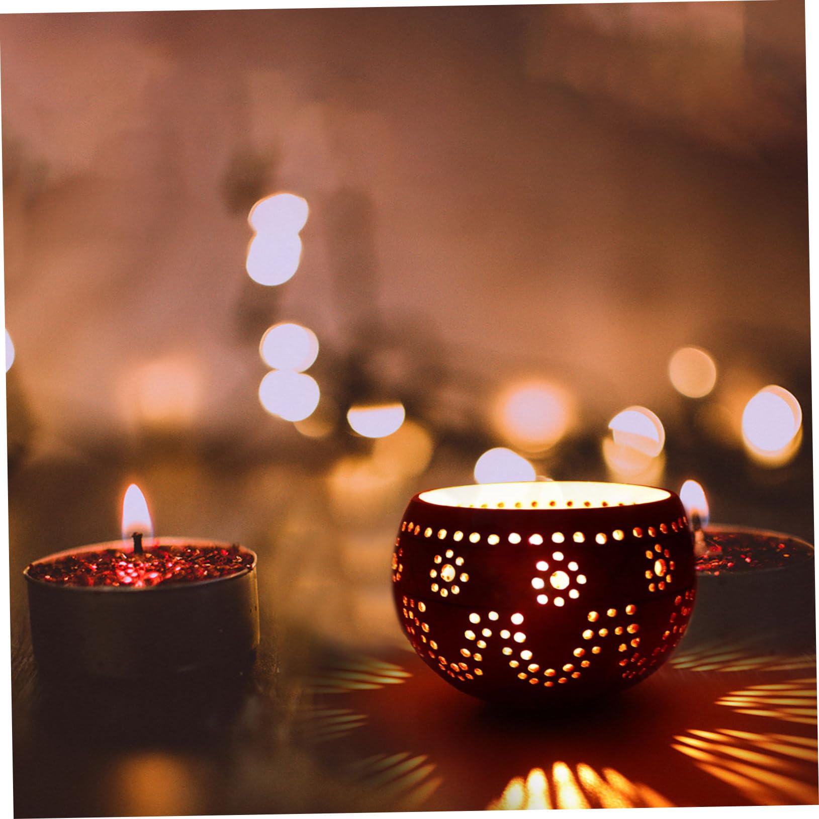 HOOTNEE 1Pc Coconut Shell Candle Container Decorative Jar for Home Decor Hollow Bowl for Candles Portable Candle Storage for Special Occasions