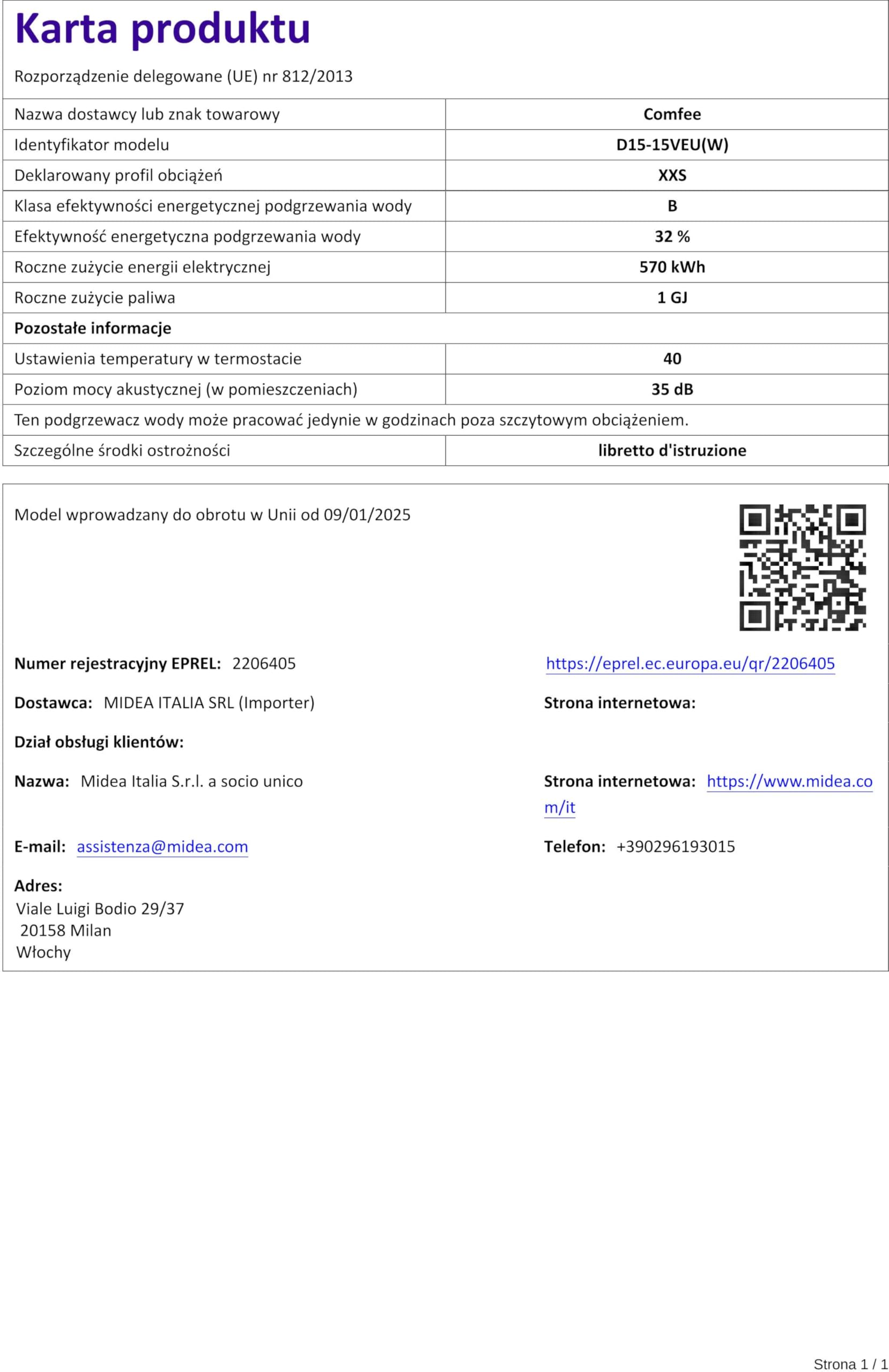 COMFEE' Scaldabagno Elettrico D15-15Veu Sottolavello Con Vano Contenitore Leggero, Compatto, Facile Da Installare Ideale Per Piccole Utenze Classe Di Efficienza Energetica B, Bianco, 15 Litri
