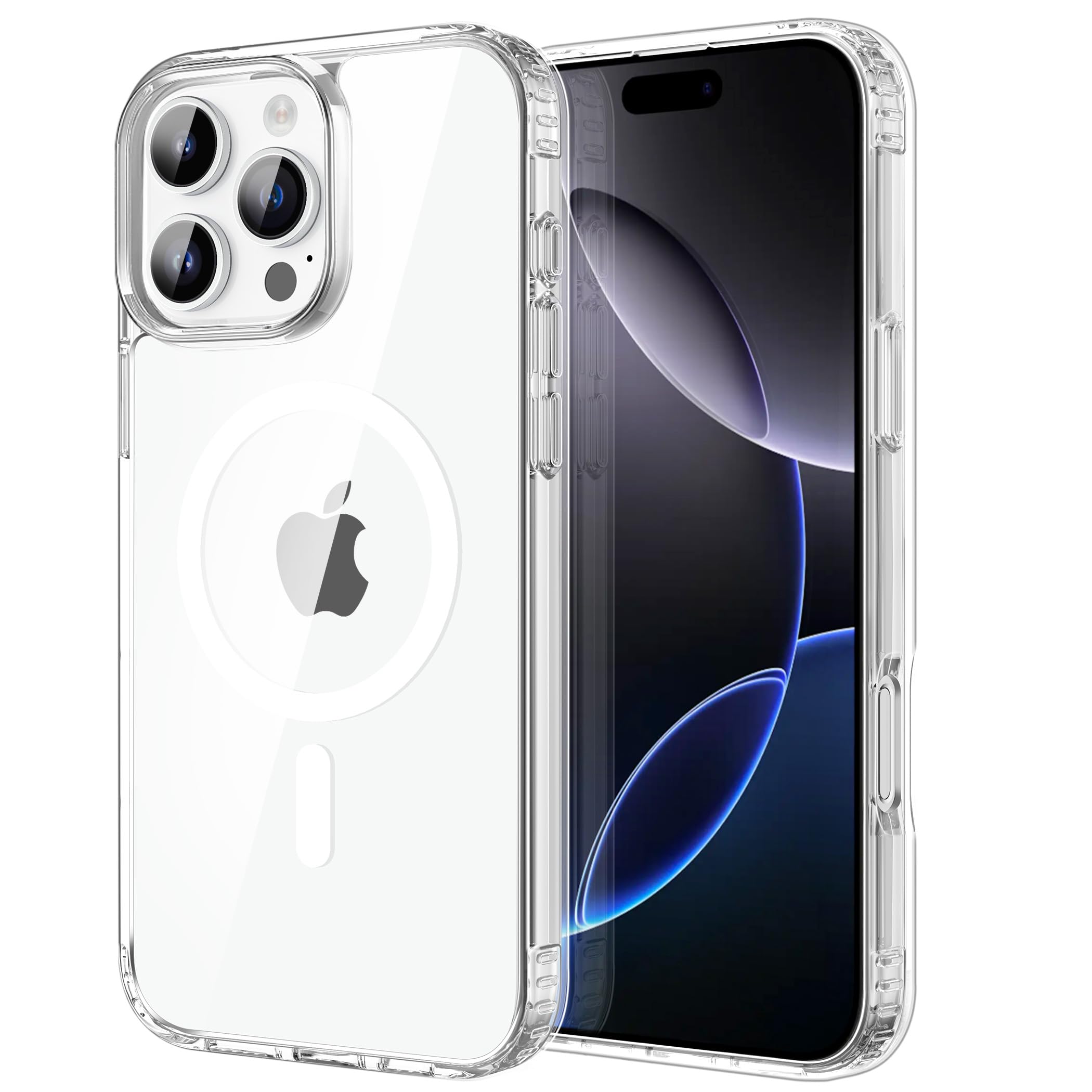CACOE für Kameraschutzend, Kompatibel mit MagSafe, Stoßfest Kratzfest Magnetisch Rückseite Handyhülle für iPhone Case Transluzente