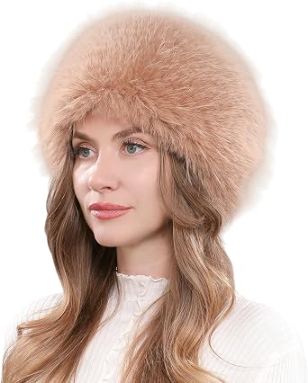 Harssidanzar Womens Faux Fur Hats Russian Fluffy Hats CL604US