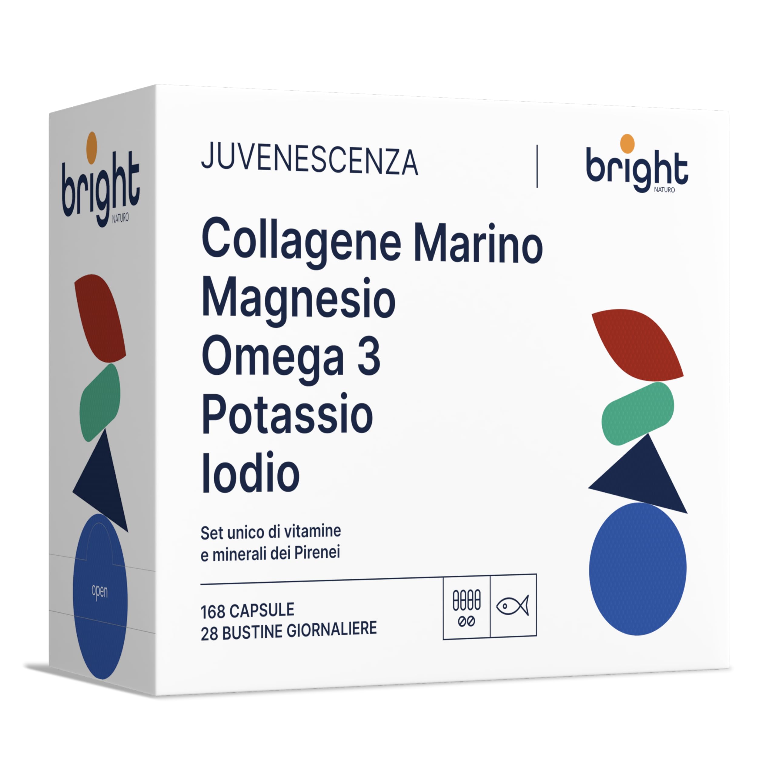 Collagene marino idrolizzato acido ialuronico + potassio + iodio. Set unico di vitamine. 100% naturale. 28 bustine giornaliere …