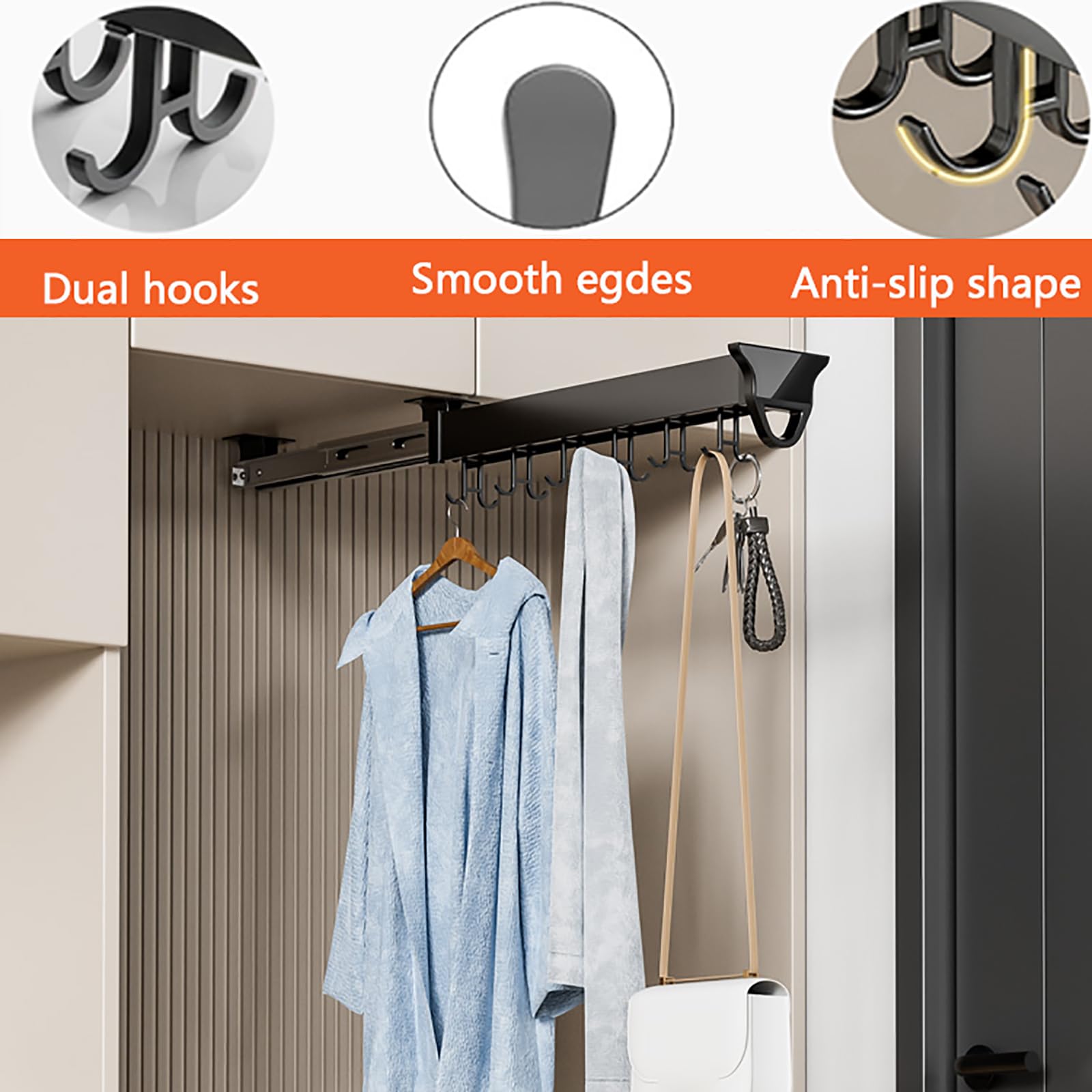 Newaner Supporto Per Scope Da Parete Inox, Autoadesivo, Supporto Da Parete In Metallo Con 3 - Foto 6