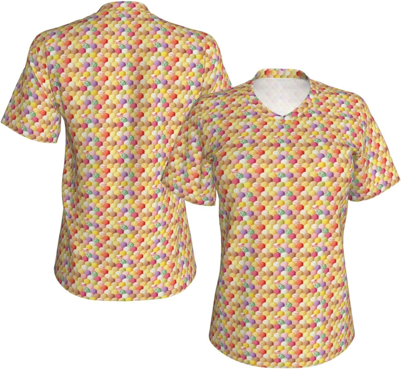 Womens Ice Cream Print Short Sleeve V Neck T-Shirts Casual Breathable Tee Basic Summer Tops 2026