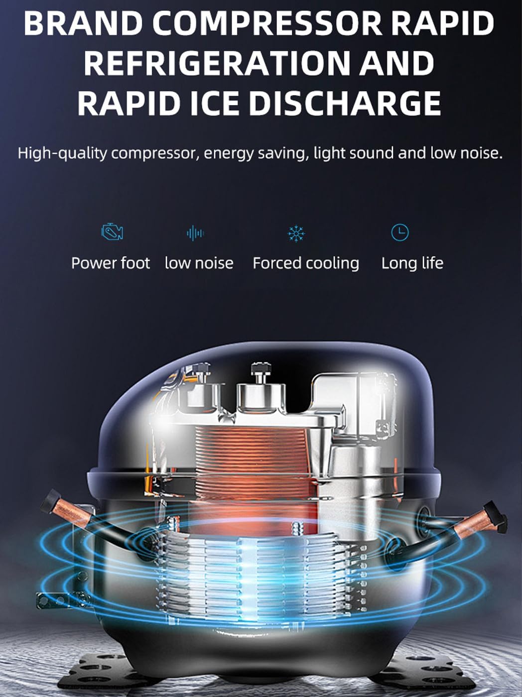 1.2L Mini máquina de Fabricantes de Hielo para encimera - Auto Limpieza, fabrica Cubitos de Hielo Transparentes en 6-10 Minutos | Portable y pequeño, bajo Ruido | para casa, Cocina, Oficina White