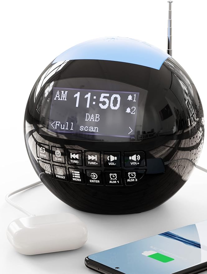 ROCAM DAB/FM Radio Bedside Alarm Clock, Radio Alarm Clock with USB