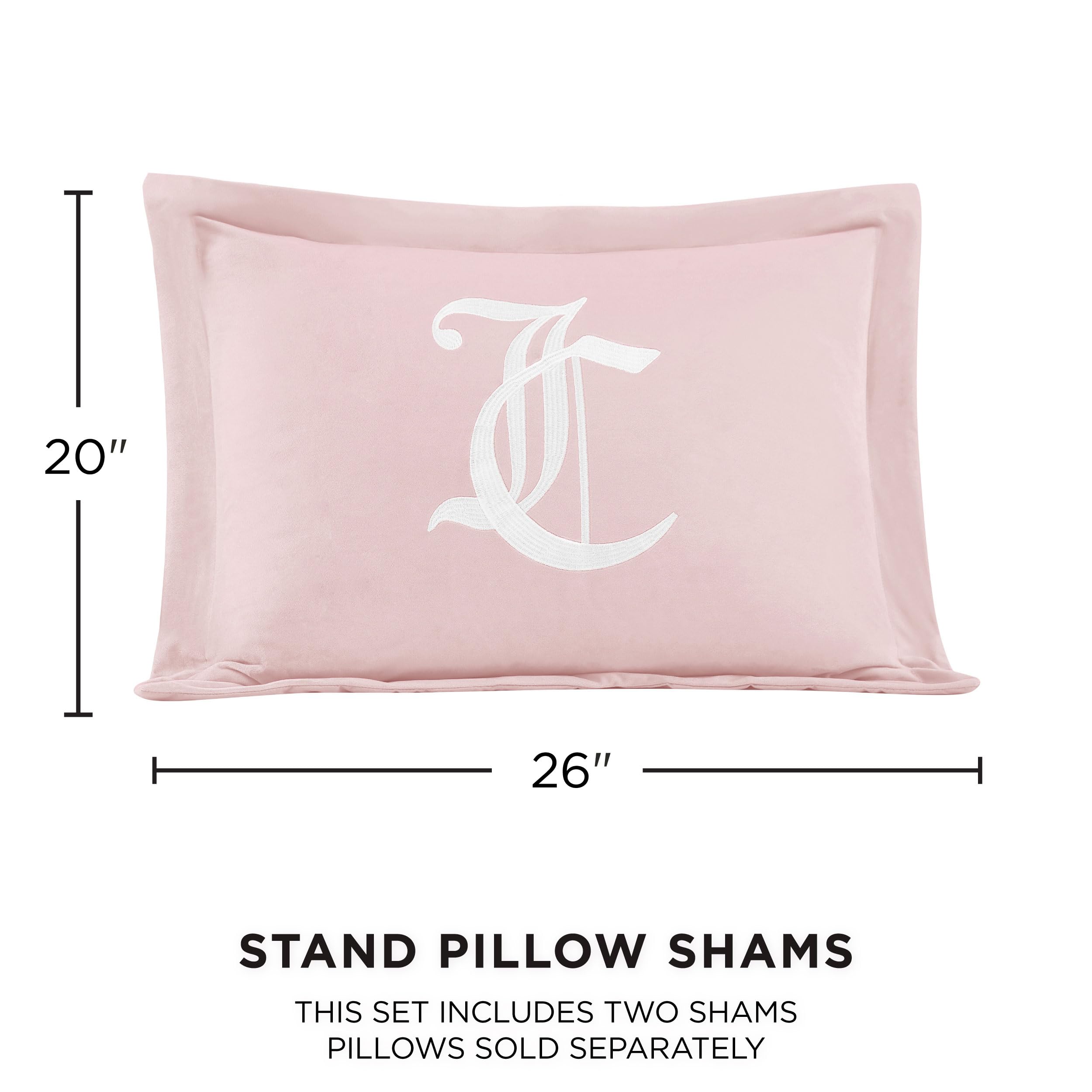 Juicy Couture - Comforter Set - Gothic Design Bedding - King - 3 Piece Set Includes (1) 108" x 92" Comforter and (2) 20" x 36" Shams - Wrinkle Resistant - Premium Bedroom Decor - Black: Marshmallow Pink Full/Queen 3PC