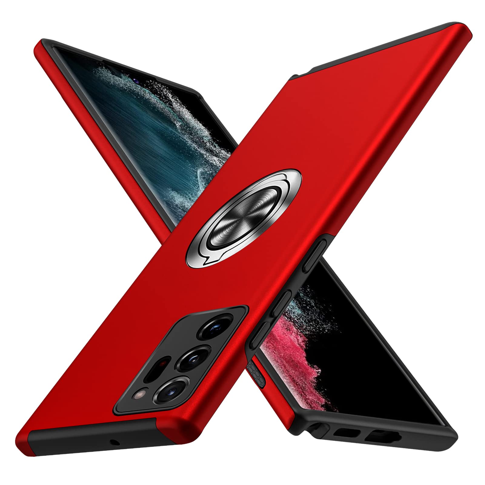 WYEPXOL 対応Galaxy Note20 Ultra 用ケース リング付き 耐衝撃 tpu pc 二重構造 一体型スマホケース