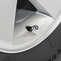 Vista 2 de iPick Image Para Ford Mustang Cobra en negro sobre tapas de vástago de válvula de neumático de aluminio cromado plateado