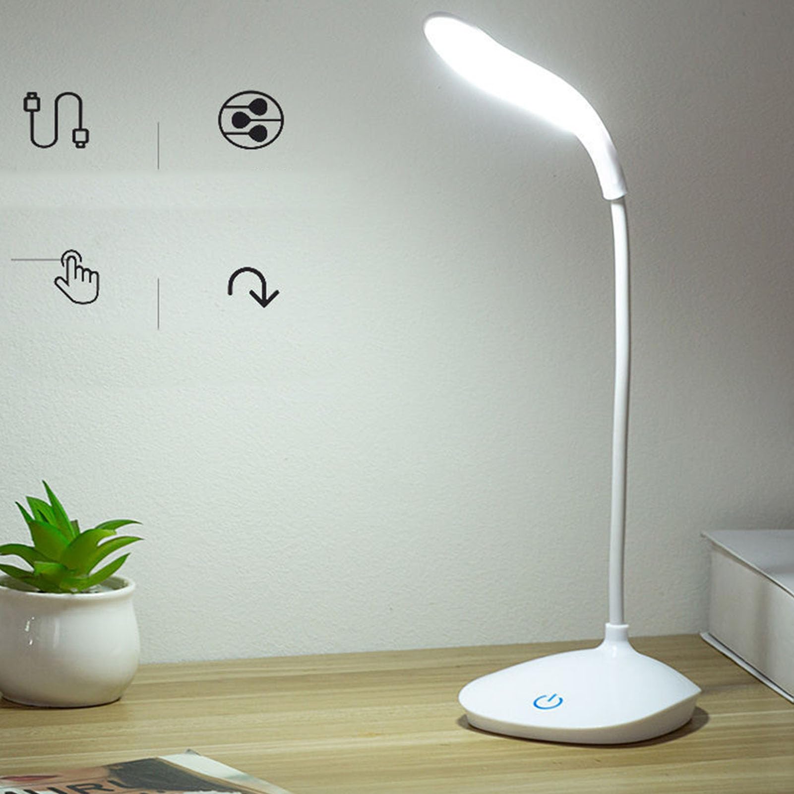 Zerodis LED Desk Lamp, Dimmable Eye Caring Table Lamp with 3