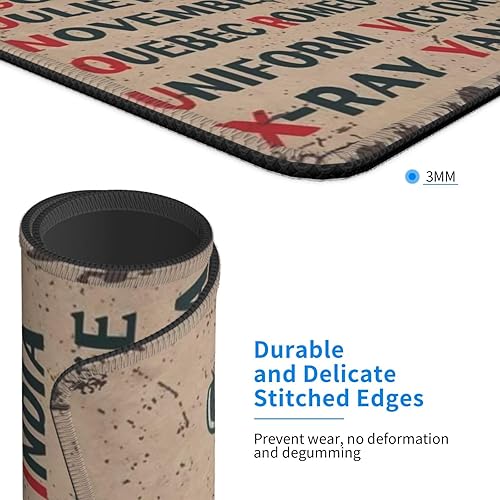 Miniatura 4 de Pilot Code - Alfombrilla de mouse con alfabeto fonético retro militar para juegos, base de goma antideslizante, alfombrilla de mouse para