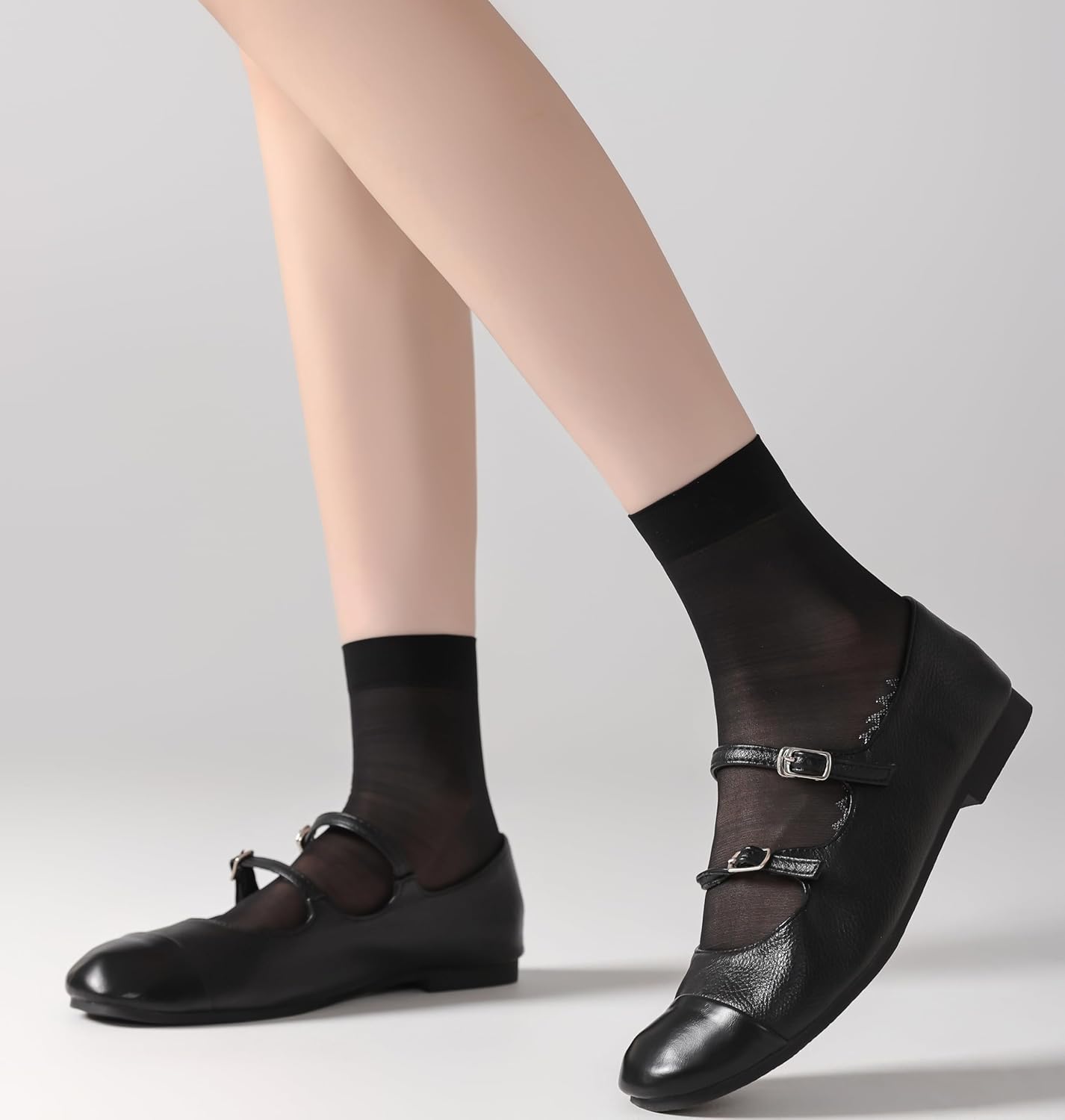 Womens 50D Sheer Ankle Nylon Socks With Cotton Bottom 12 Pairs Ankle Tights Hosiery - Image 4