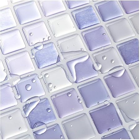 Amazon Co Jp Yoillione タイルシール パープル 賃貸 ウォールステッカー 耐熱 防水 タイル シール 3d 簡単取付 モザイクタイルシール キッチン 洗面所 トイレ 北欧 壁紙シール 4枚 セット パープル 色1 Diy 工具 ガーデン