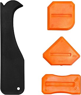 Quacc 4 PCS Caulking Tool Set, Reusable Sealant Grout Finishing Tools Caulk Removal Applicator for Kitchen, Bathroom, Window, Floor, Sink Joint - Orange