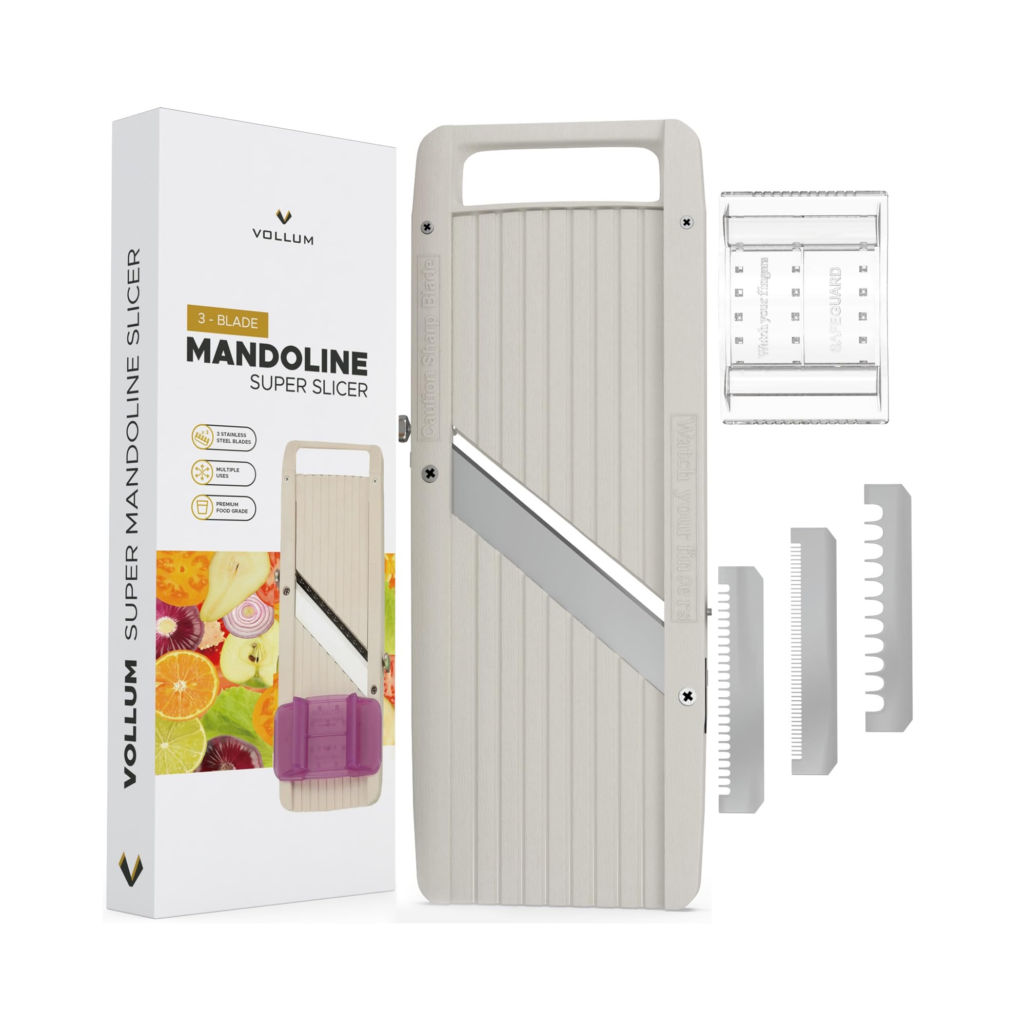 Wide Japanese Mandoline Slicer for Kitchen – Professional Slicer Vegetable Cutter with Interchangeable Stainless Steel Blades – Food Manual Slicer Handheld Mandoline Slicer