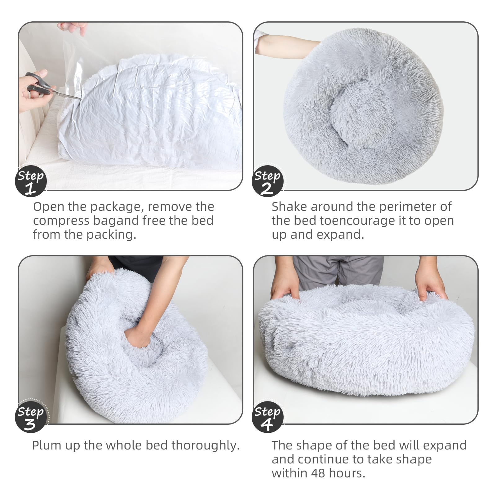 Cgzmlucky Cat Bed for Indoor Cats, 20 Inch Calming Soft Plush Cat Bed Dog Bed for Small Medium Cats or Dogs,Washable-Round Pet Bed for Puppy and Kitten with Slip-Resistant Bottom