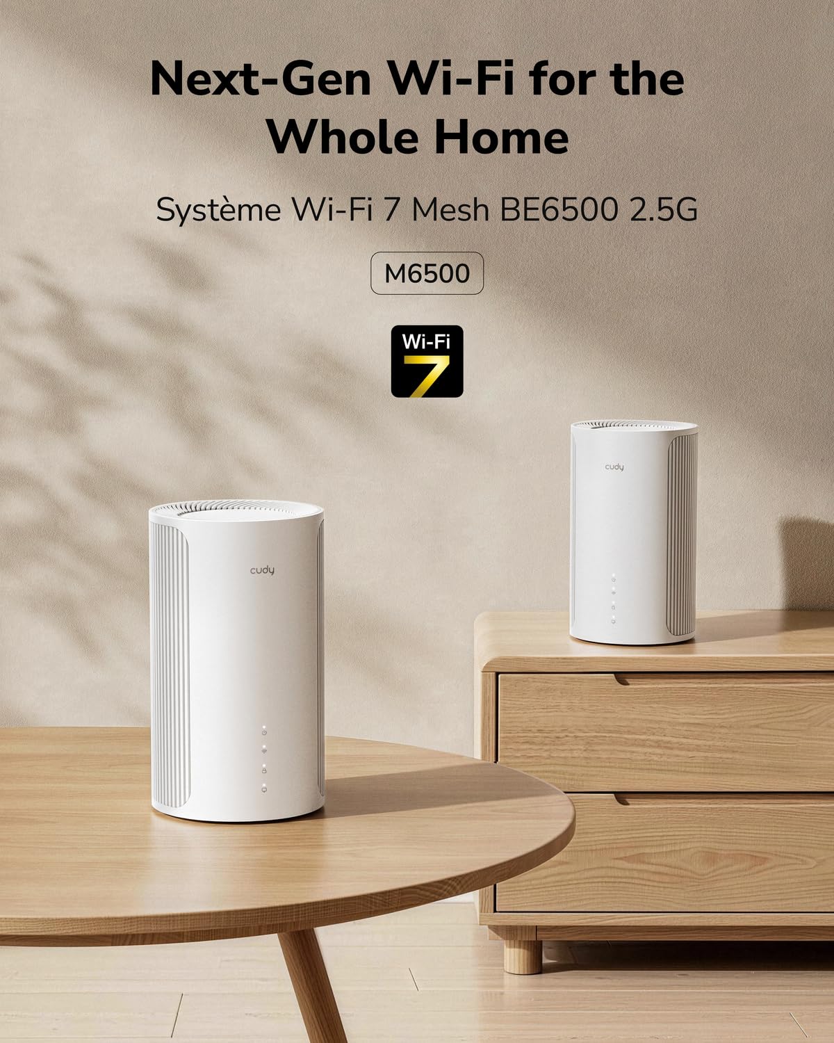 Cudy Système maillé BE6500 2,5G Wi-FI 7 pour Toute la Maison, M6500 1-Pack