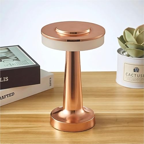 ASHATA Lámpara de mesa LED portátil, control táctil retro, lámparas de mesa modernas, 3 niveles de temperatura de color, lámpara de mesa recargable,