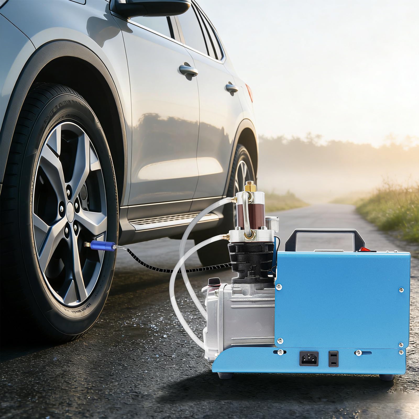 Pompa ad aria elettrica ad alta pressione, 0-40 MPa, con doppio sistema di raffreddamento, compressore ad aria compressa con manometro regolabile e protezione da sovratensione, pompa ad alta pressione