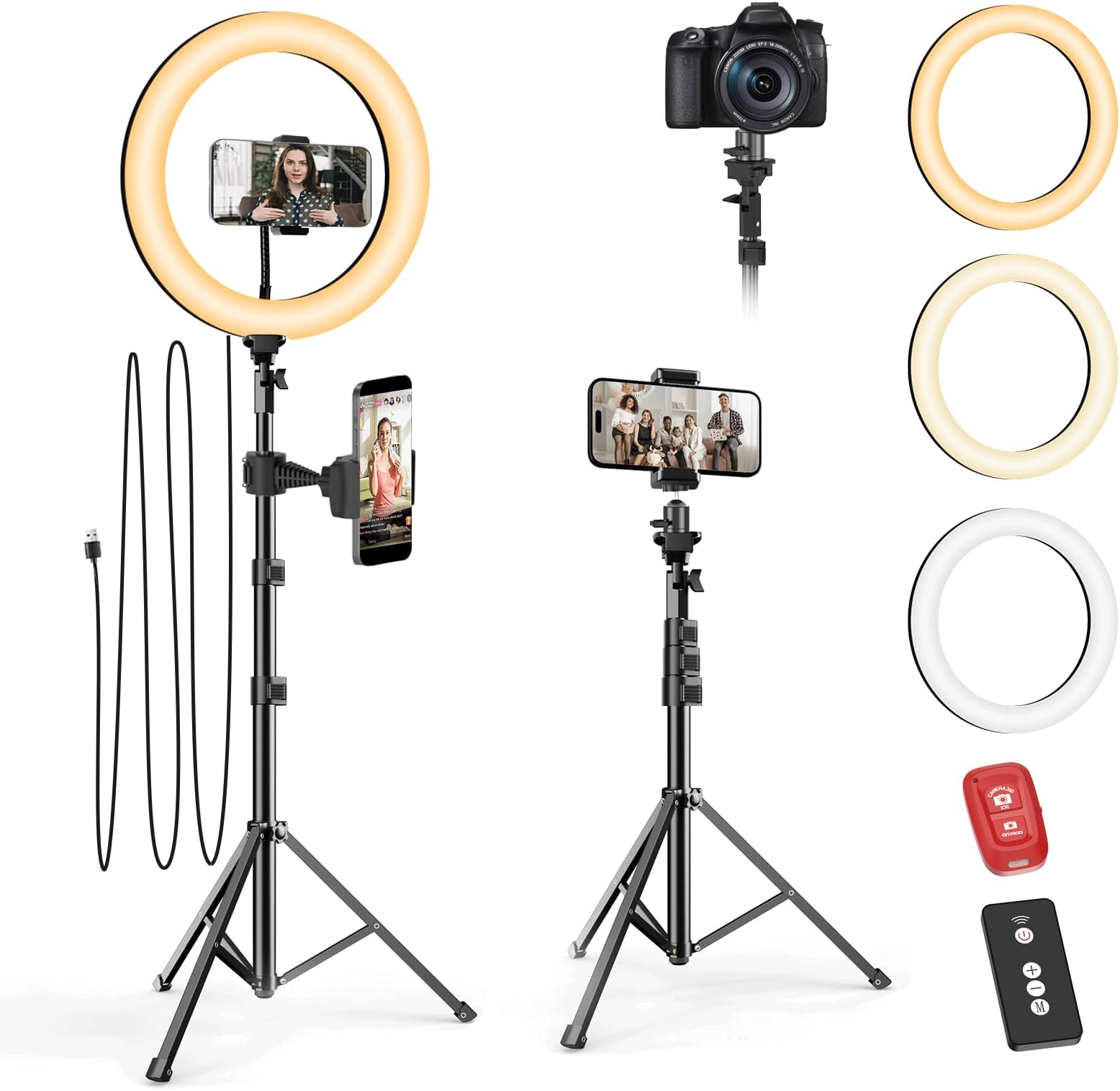 EMART 10" Ring Light with 55" Extendable Tripod Stands and Phone Holder, Dimmable LED Circle Round Light for Selfie Camera Photography/Makeup/YouTube Video/Vlogging/Live Streaming