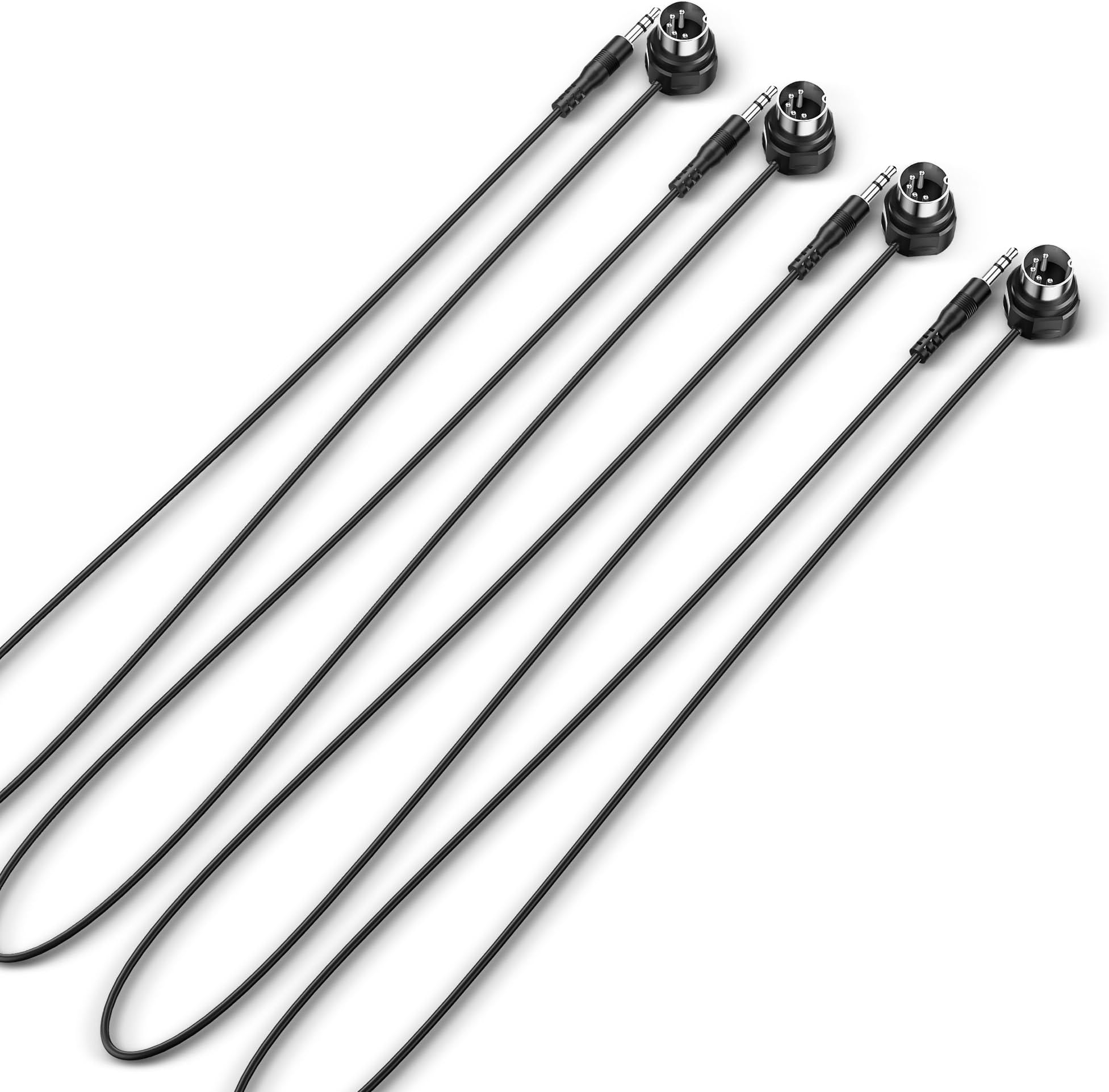 TRS MIDI Cable 4-Pack - TRS Type A (3.5mm - 1/8”) to 5-pin DIN, 2FT / 60CM, Low-Profile - Right Angle Ultra-Thin Plugs for Compact Spaces - Ideal for Synths & Pedalboards