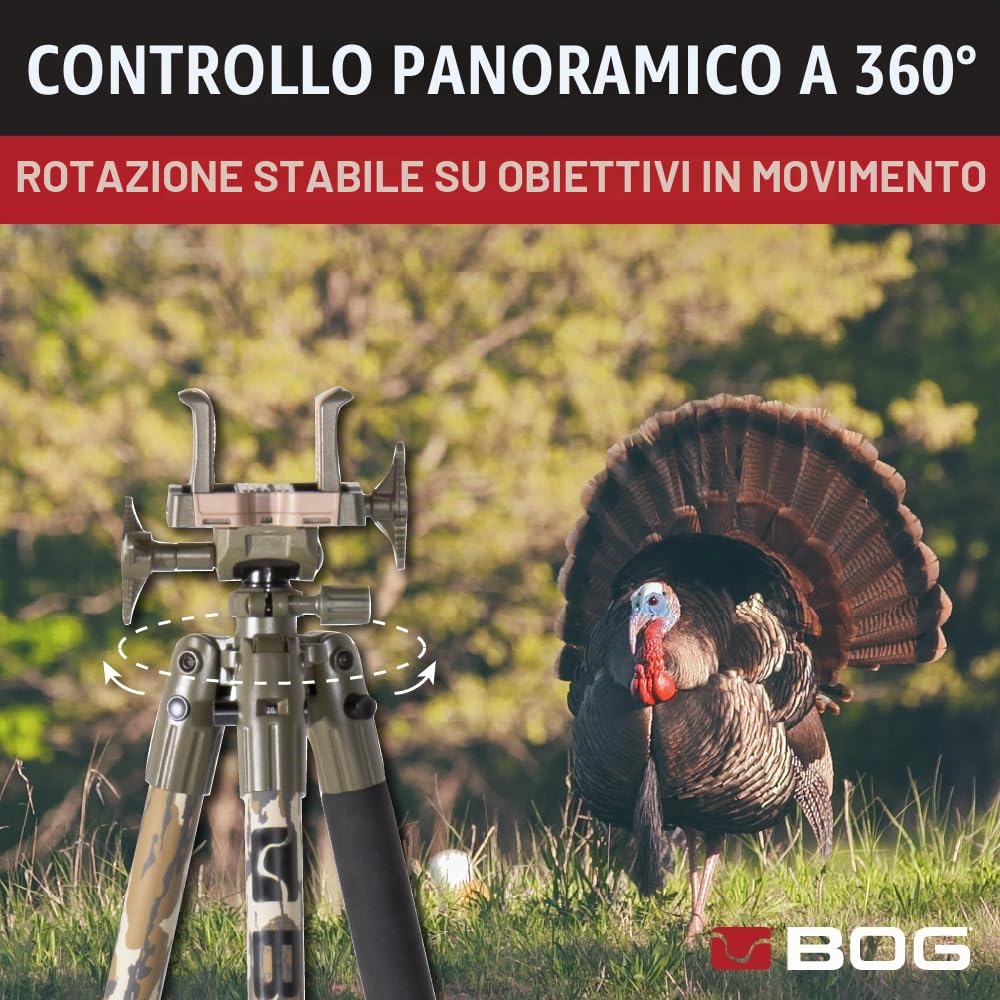 BOG DeathGrip Mossy Oak Bottomland Camo Treppiede con telaio in alluminio resistente design leggero stabile livello di bolla gambe regolabili e funzionamento a mani libere per caccia tiro e all'aperto