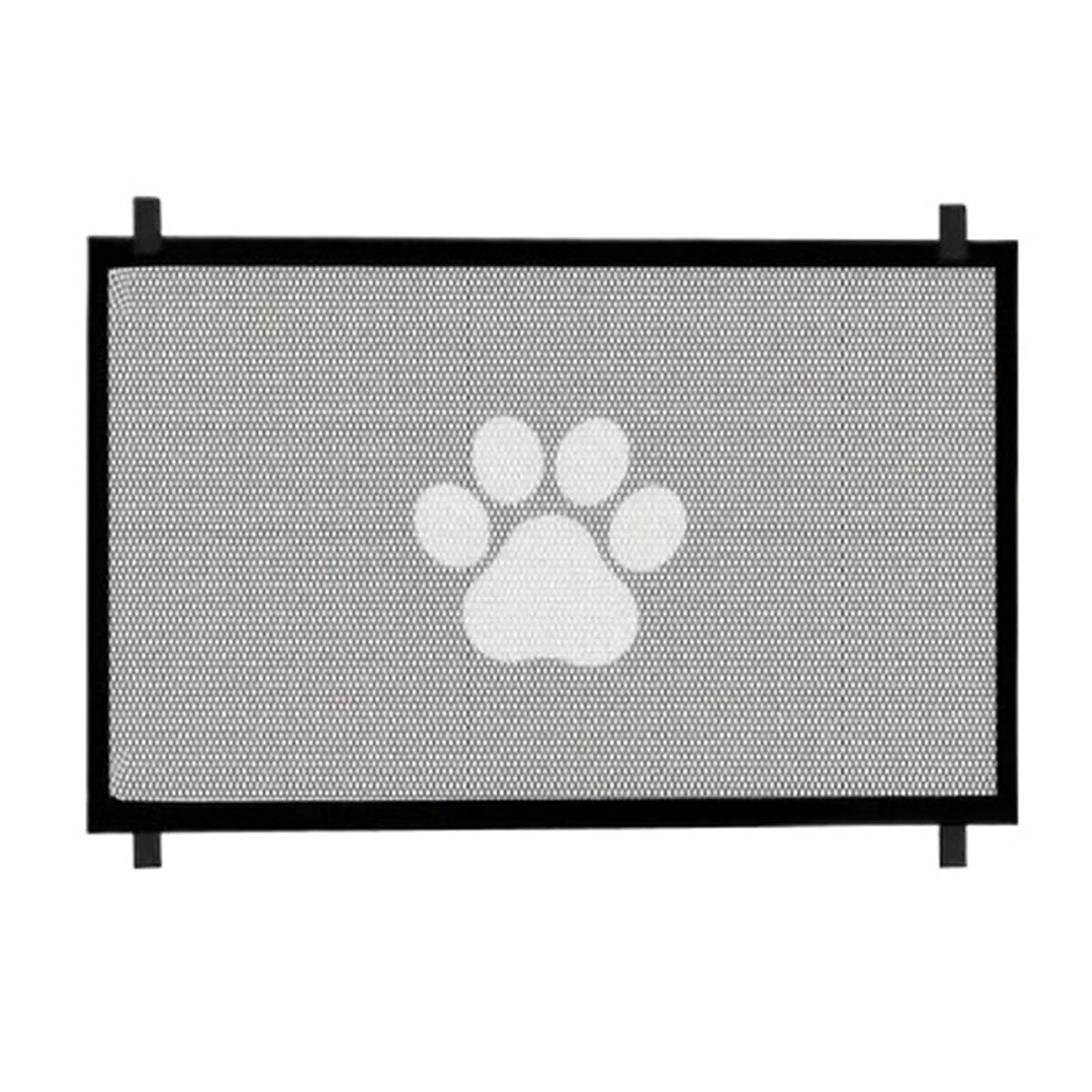 Pet Dog Barrier Fences Portable Folding Breathable Mesh Safety Gate Isolated Network Doorways Staircases Easy Installtion(Black-L-180X78)