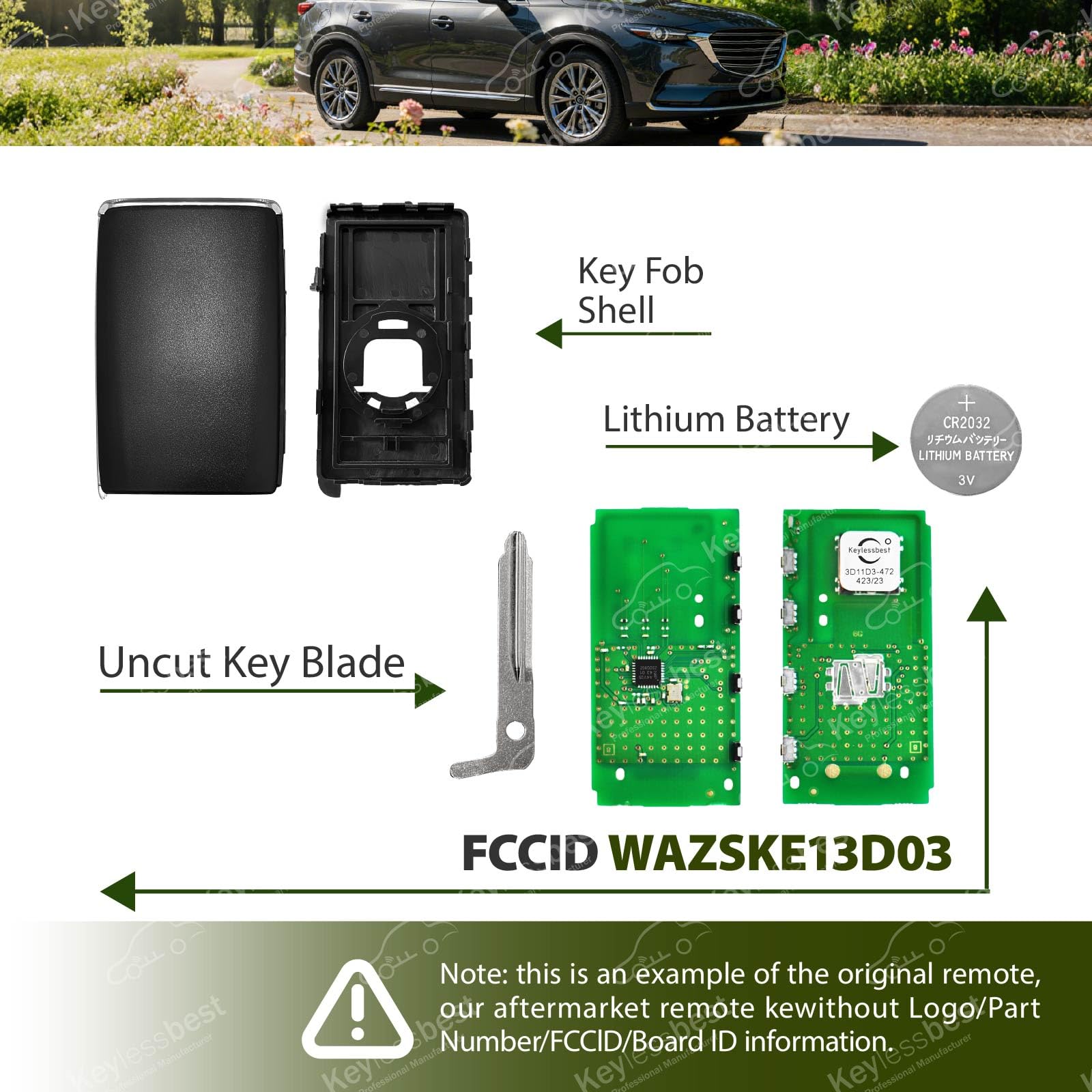 Car Key Fob Remote Keyless Entry Control WAZSKE13D03 315MHz 4