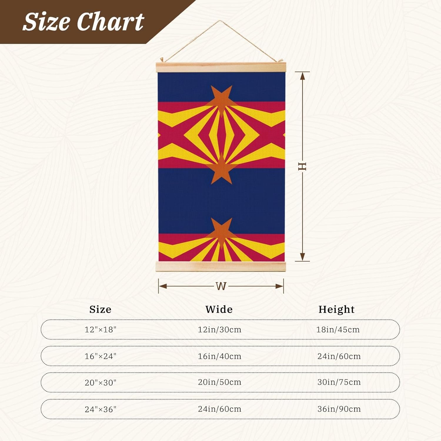 Arizona State Flag Print Poster Hanger,Hanging Poster, Poster Frame,Wood Poster Hanger, For Wall Hanging