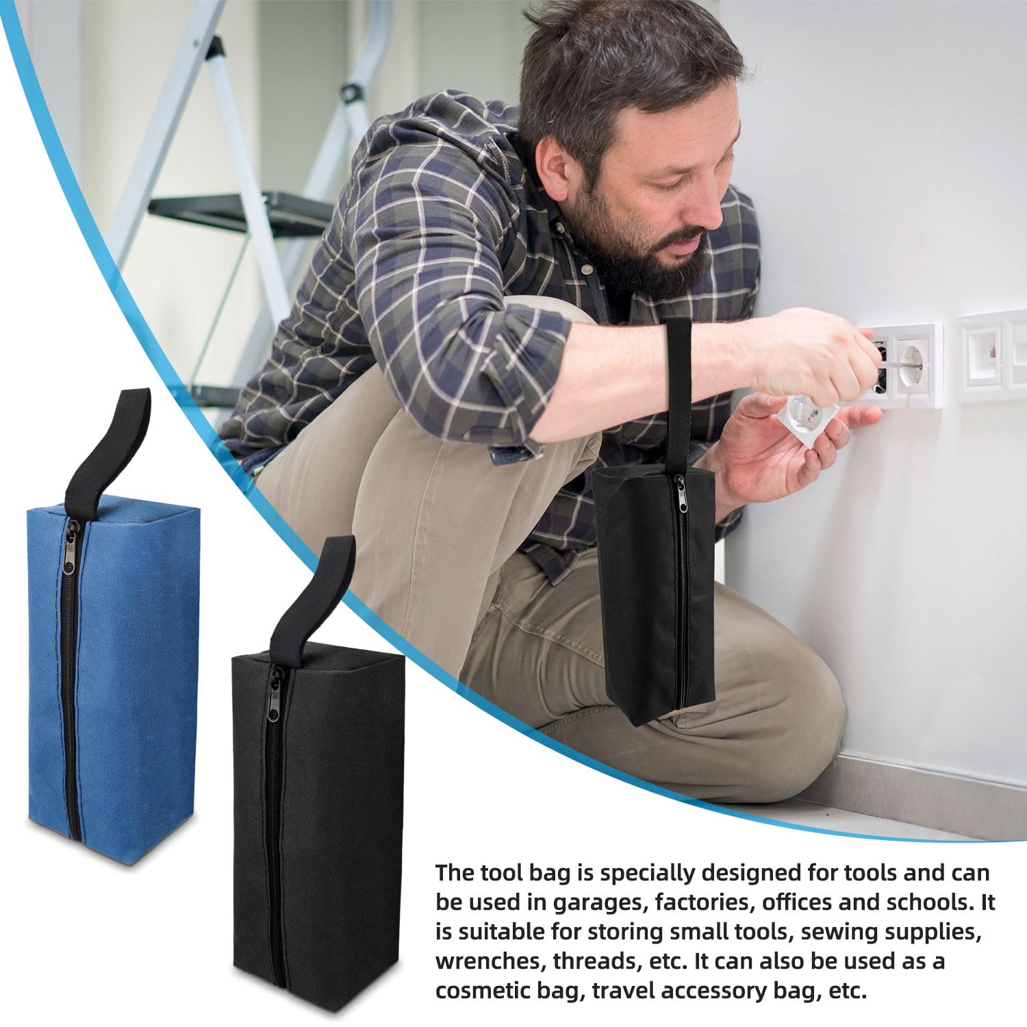 Kleine gereedschapstas, multifunctionele kleine gereedschapstas Heavy Duty gereedschapstas Draagbare gereedschapsorganisatoren voor elektriciens timmerman (blauw