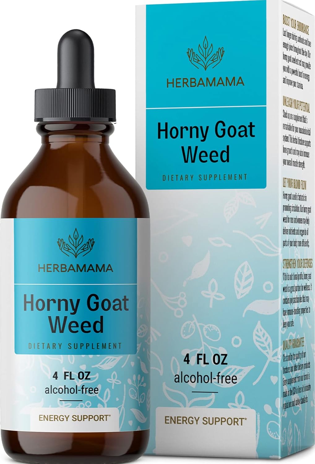 HERBAMAMA Horny Goat Weed Liquid Extract - Organic Horny Goat Weed Drops Supplement for Men & Women - Alcohol-Free Tincture - Vegan - 4 fl oz : Everything Else