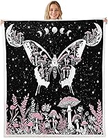 Vista 8 de Colorful Butterfly Fleece Flannel Blanket,Rustic Tree Butterflies Bed Sofa Couch Blanket,50"x60",Retro Blue Tie Dye Fuzzy Soft Fleece Throw Blankets