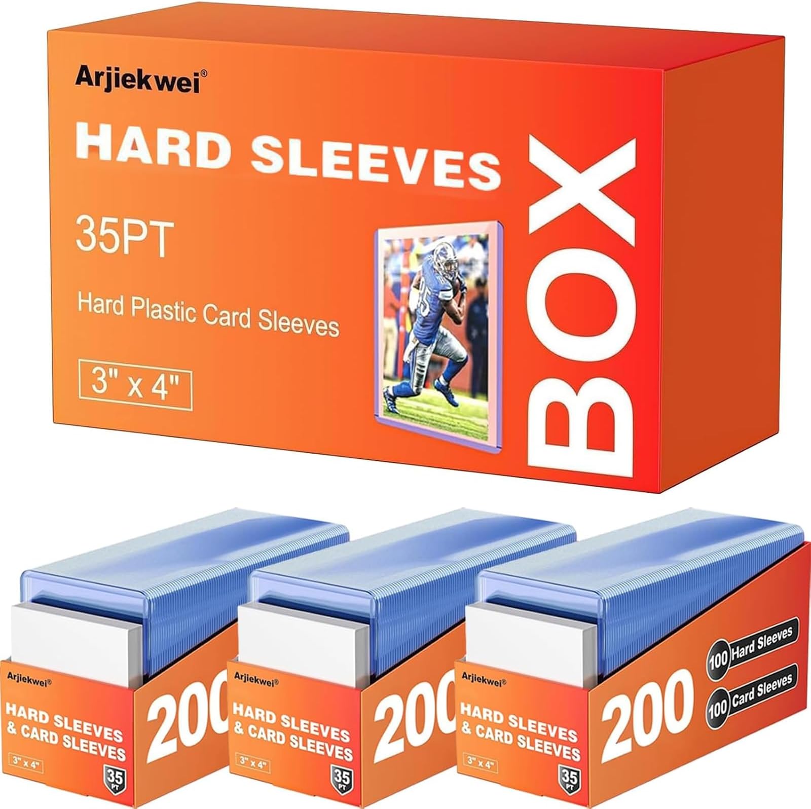 Arjiekwei 3"X4" Card Sleeves Top Loaders for Cards, Baseball Card Protectors Hard Plastic, Premium Toploaders for Collectible Trading Cards (100 Toploaders)