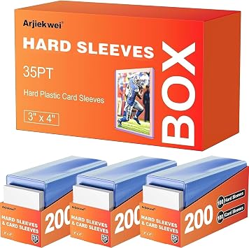 100 Card Sleeves Hard Plastic, Arjiekwei 3"X 4" Trading Card Holder, 35PT
