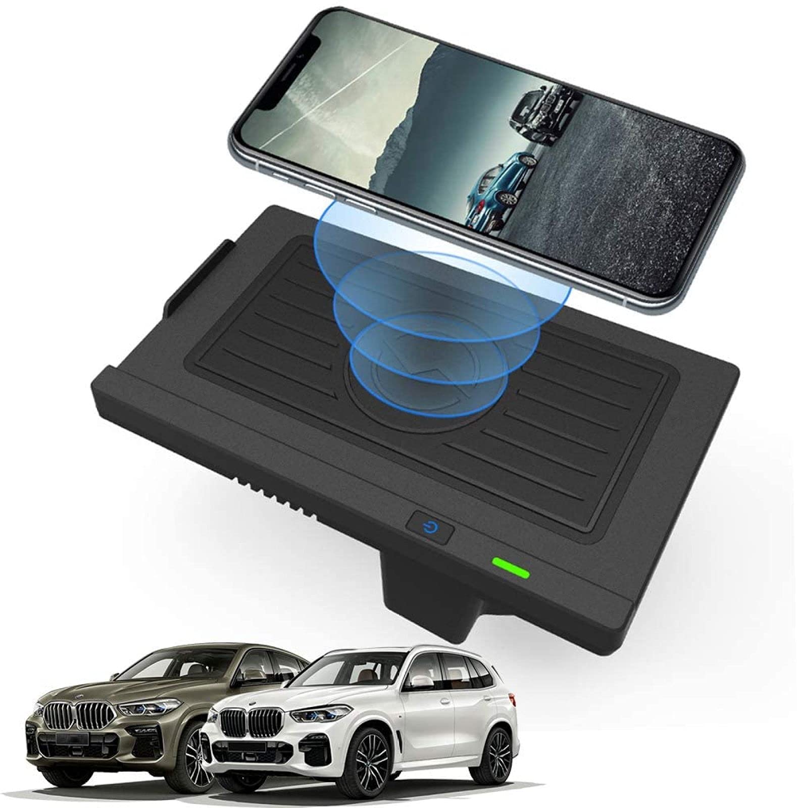 Chargeur De Voiture Sans Fil pour BMW X5(2008-2018)/X6(2008-2019) F15/E70/F16/E71,Panneau D'accessoires De Console Centrale De Charge Rapide 15W pour