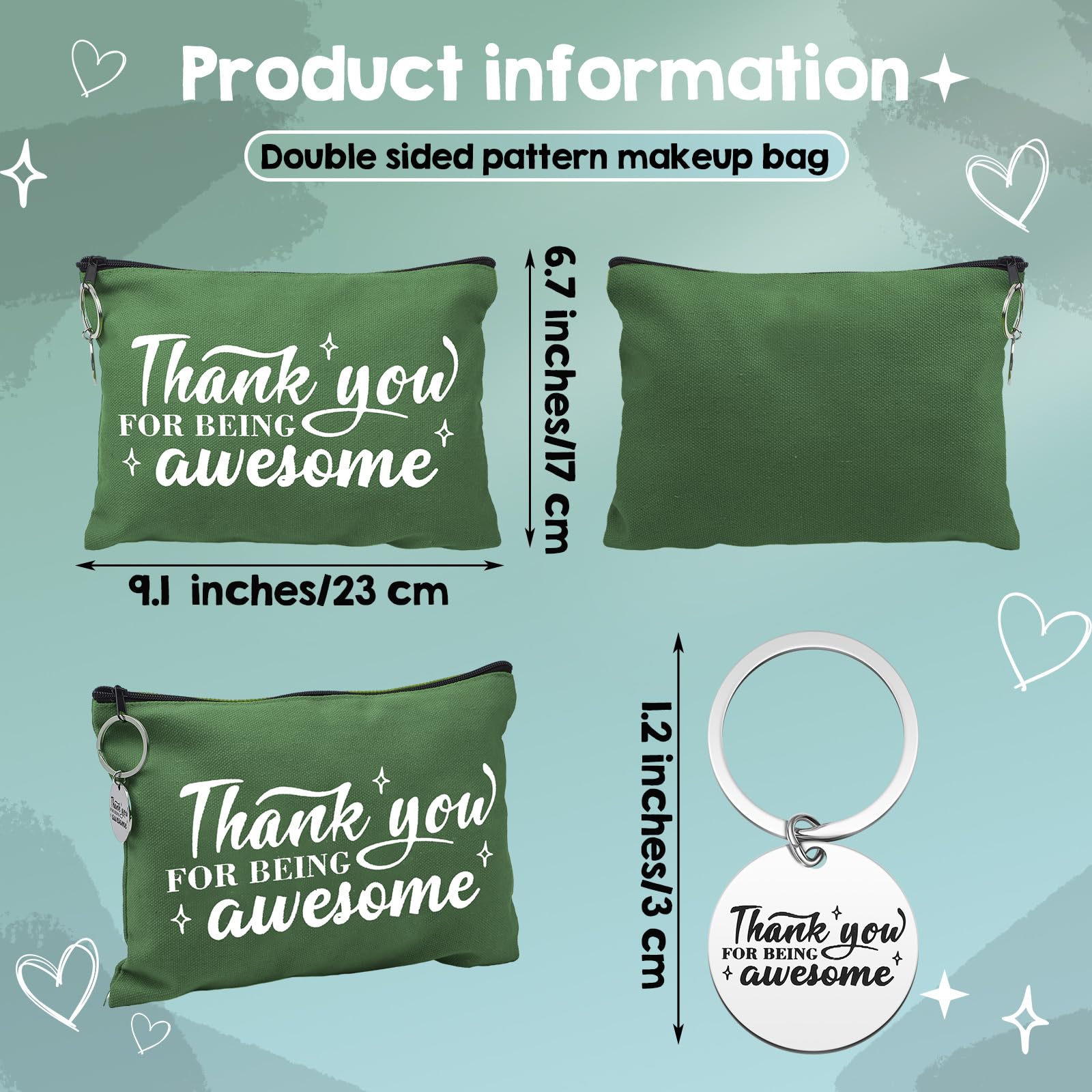 Panelee 48 sacchetti per cosmetici con apprezzamento dei dipendenti, regali motivazionali per colleghi May You Be Proud Zipper Makeup Bags Regali di ringraziamento per insegnanti, Colori Morandi,