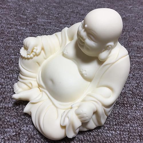 Miniatura 3 de Estatua de Buda riendo blanca para decoración de oficina en casa, pequeña figura de Buda para Feng Shui, buena suerte, riqueza y felicidad