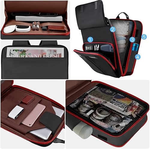 Miniatura 4 de ZINZ Mochila delgada y expandible para laptop de 15.6, 16, 17 pulgadas, mochila de viaje de negocios, resistente al agua, para hombres y mujeres,
