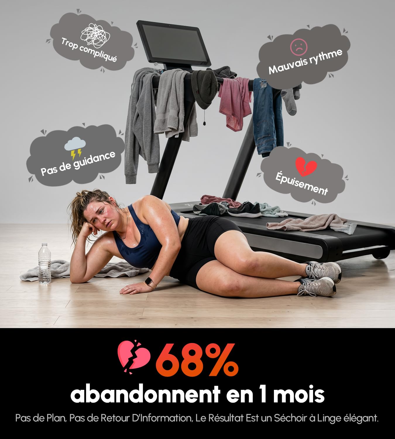 Tapis de Course Adaptatif IA Moteur 5.0 HP Charge Max 200 kg