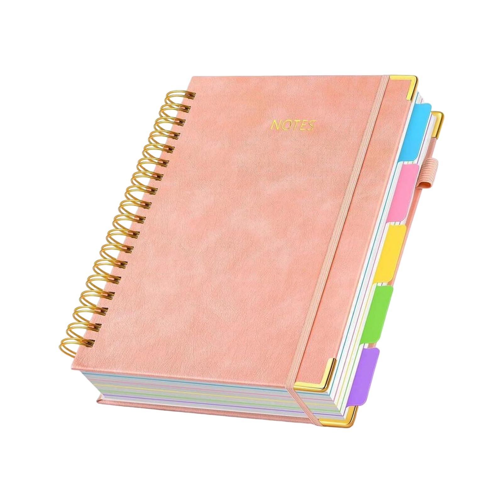 ordinarYone Cuaderno de piel sintética con encuadernación de doble bobina, 300 páginas, ranuras elásticas para bolígrafos para escribir diariamente, tomar notas, 25,4 x 20,3 cm