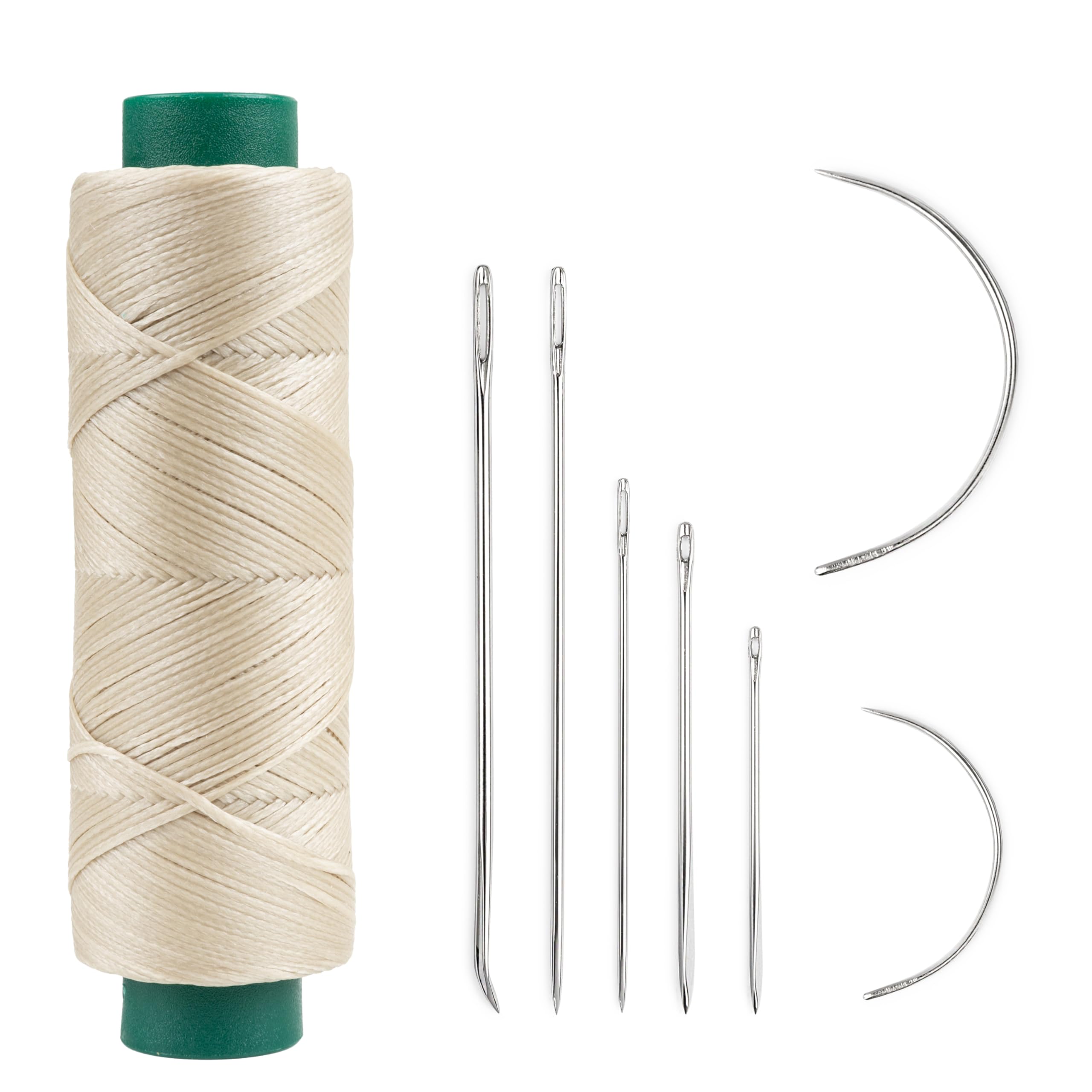Shelver Waxed Thread with 7 Piece Repair Needle Set, Strong Thread for Leather, Upholstery, Shoe, Bag, Sewing of Heavy Fabrics