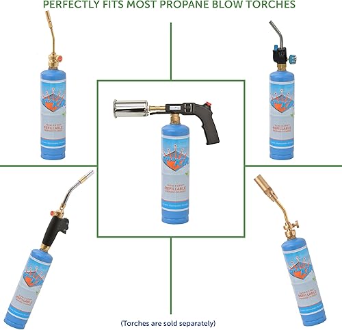 Miniatura 4 de Flame King Tanque de cilindro de soldadura de propano vacío de 1 libra, reutilizable y transportable, opción de recarga segura y legal, 14.1 onzas,