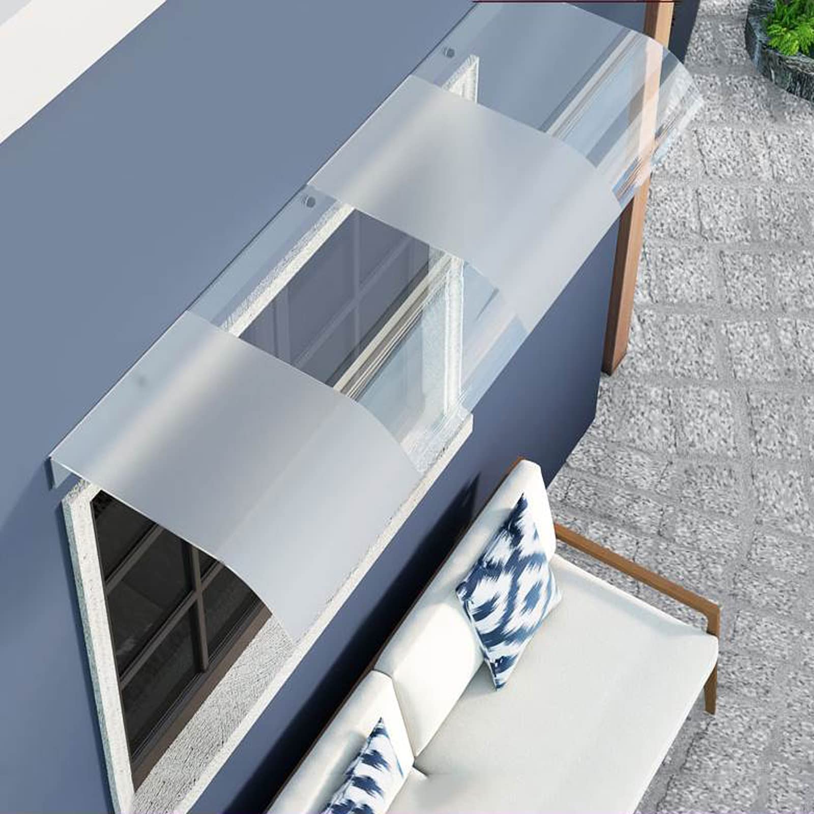 Tettoia In Policarbonato Per Porta E Finestra – 50x210 Cm, Protezione Pioggia E Neve, Anti-UV, Supporto In Acciaio E Alluminio