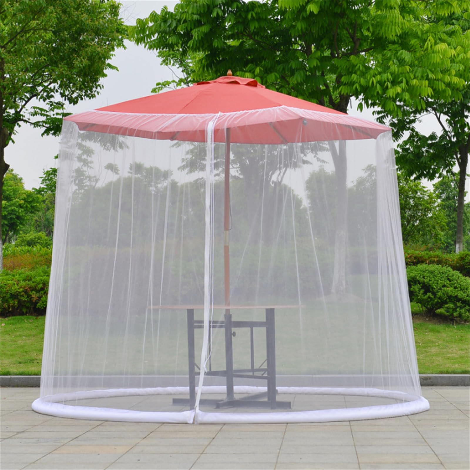 Zanzariera da esterno per ombrellone da giardino, ombrellone e gazebo, copertura per tavoli da patio (ombrellone a banana, bianco) - Protezione essenziale ct