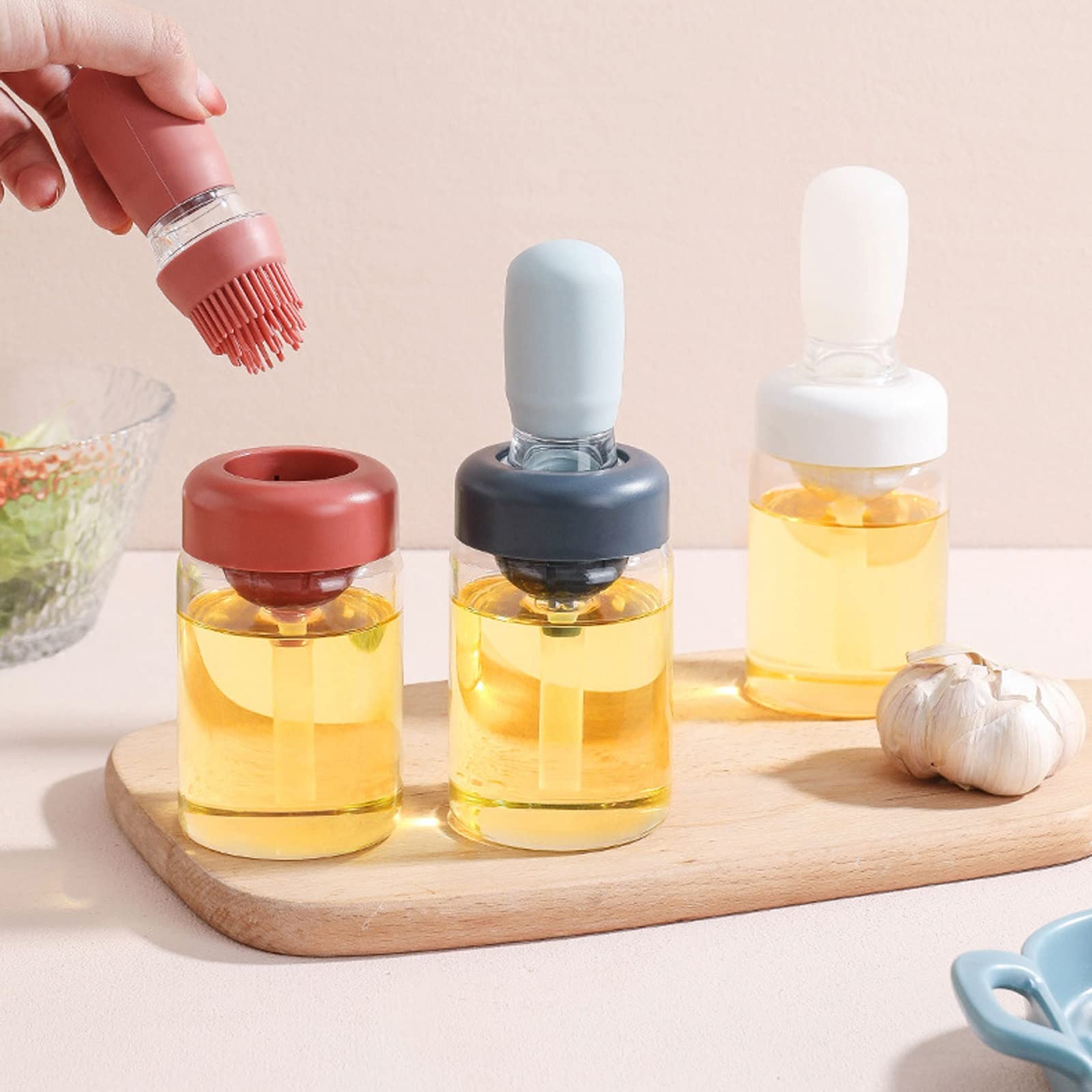 Botella de aceite portátil de silicona para barbacoa, herramienta de cocina, hornear, pastelería, barbacoa, accesorios de camping al aire libre, accesorios (blanco)